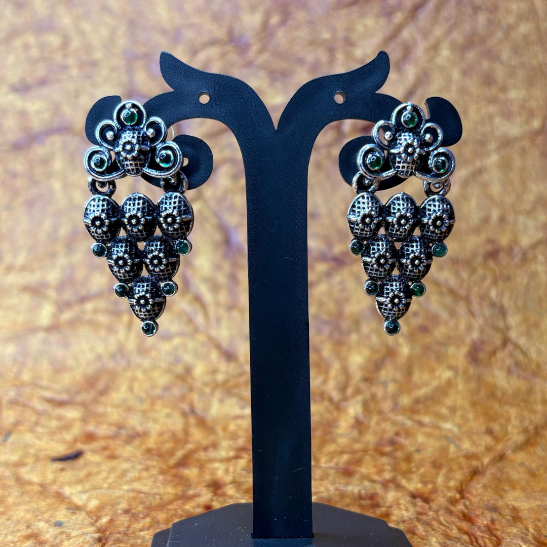 Oxidized Silver Cluster Earrings