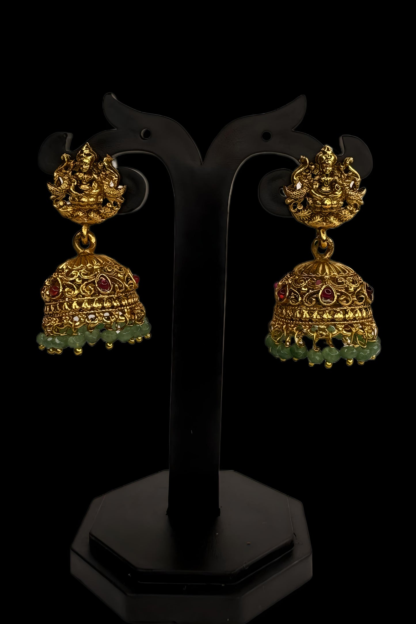 Antique Temple Jewellery Lakshmi Haram with Jhumkas – Gold Plated Bridal Set (Code - DJ_005)