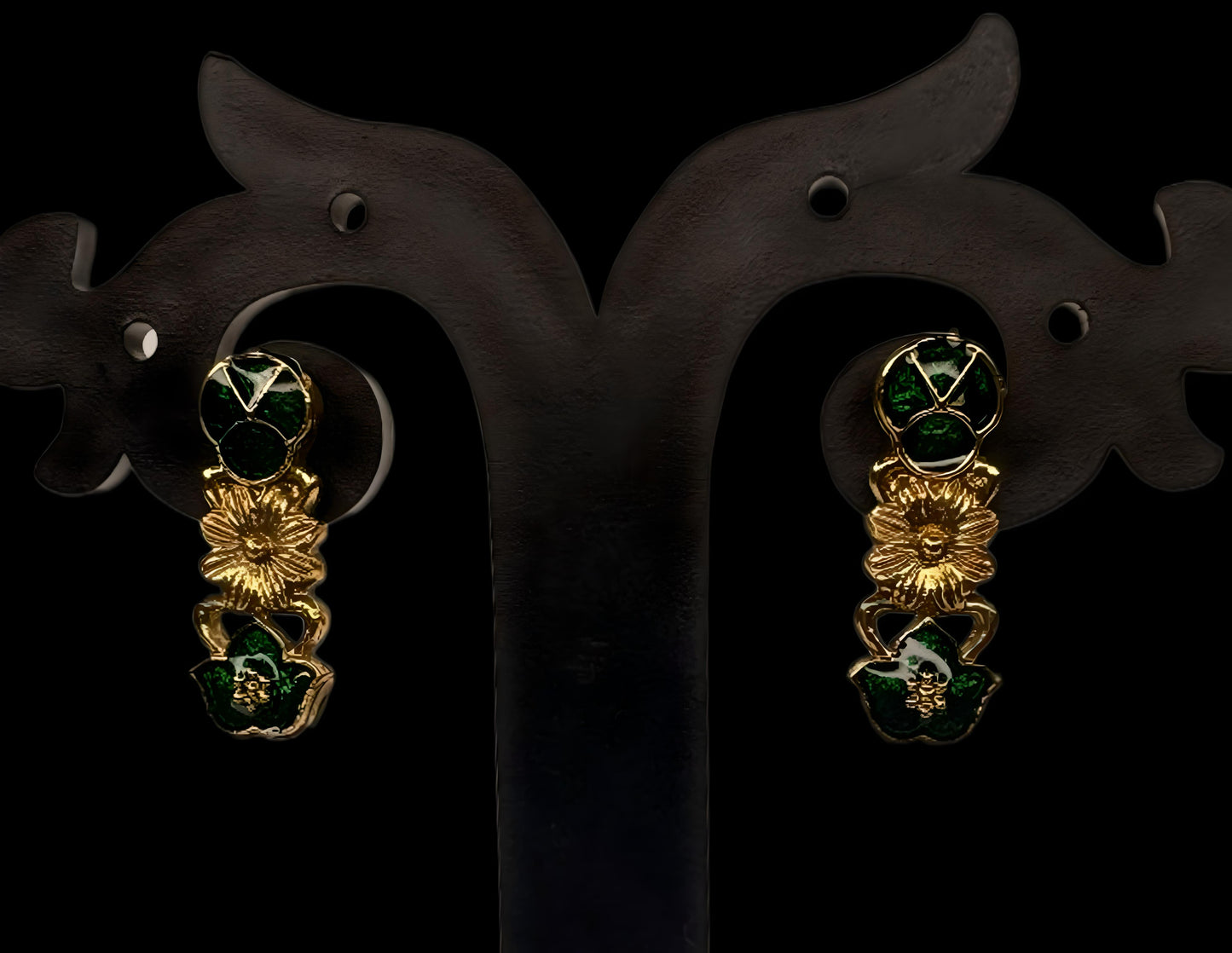 Green Enamel Floral Necklace Set with Earrings – Gold Plated Traditional Jewellery (Code - DJ_013)